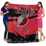 personalized portland trail blazers grunge streaks red blanket best selling