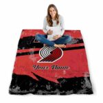 personalized portland trail blazers grunge streaks red blanket best selling