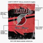 personalized portland trail blazers grunge streaks red blanket best selling