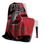 personalized portland trail blazers grunge streaks red blanket best selling
