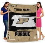 personalized purdue boilermakers paint strokes gold white blanket best selling