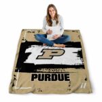 personalized purdue boilermakers paint strokes gold white blanket best selling