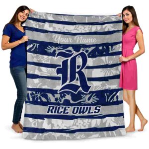 personalized rice owls floral stripes navy blue white blanket fashion forward