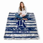 personalized rice owls floral stripes navy blue white blanket high quality