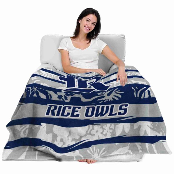 personalized rice owls floral stripes navy blue white blanket latest model