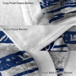 personalized rice owls floral stripes navy blue white blanket premium grade