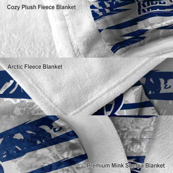personalized rice owls floral stripes navy blue white blanket premium grade
