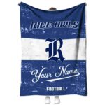 personalized rice owls grunge texture navy blue white blanket best selling