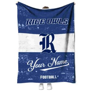 personalized rice owls grunge texture navy blue white blanket best selling