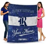 personalized rice owls grunge texture navy blue white blanket best selling