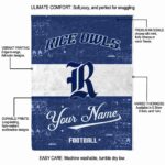 personalized rice owls grunge texture navy blue white blanket best selling