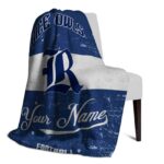 personalized rice owls grunge texture navy blue white blanket best selling