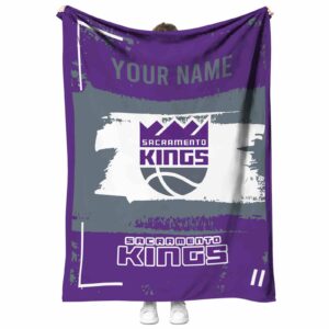 personalized sacramento kings paint strokes purple white blanket best selling