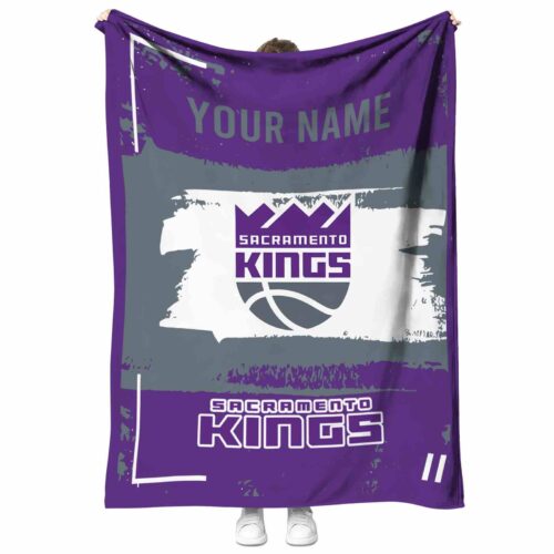 personalized sacramento kings paint strokes purple white blanket best selling