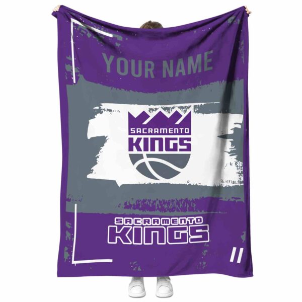 personalized sacramento kings paint strokes purple white blanket best selling