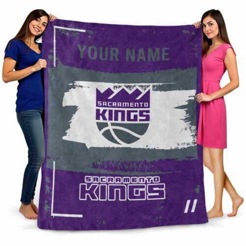 personalized sacramento kings paint strokes purple white blanket fashion forward