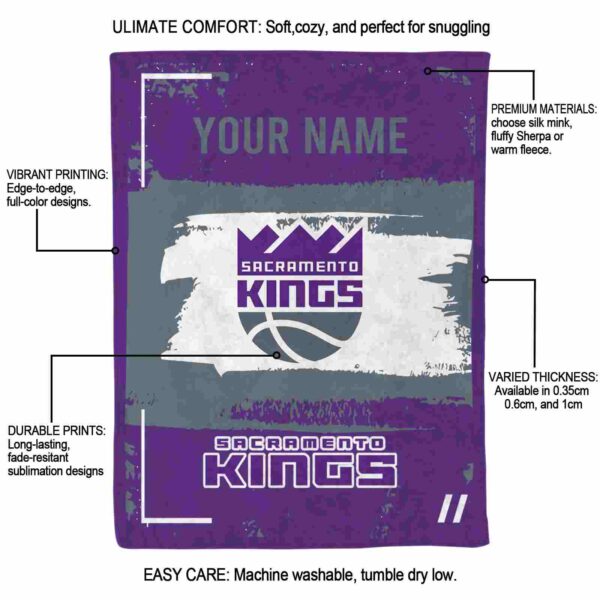 personalized sacramento kings paint strokes purple white blanket new arrival