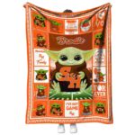 personalized sam houston bearkats baby yoda orange blanket best selling