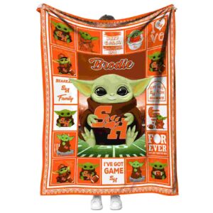 personalized sam houston bearkats baby yoda orange blanket best selling
