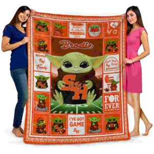 personalized sam houston bearkats baby yoda orange blanket fashion forward
