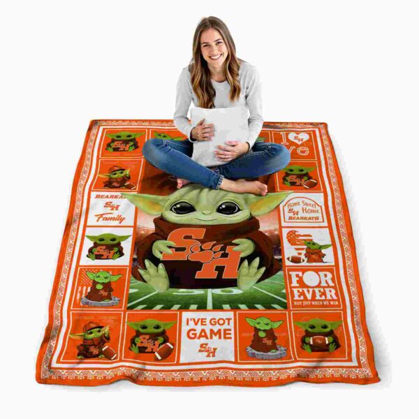 personalized sam houston bearkats baby yoda orange blanket high quality