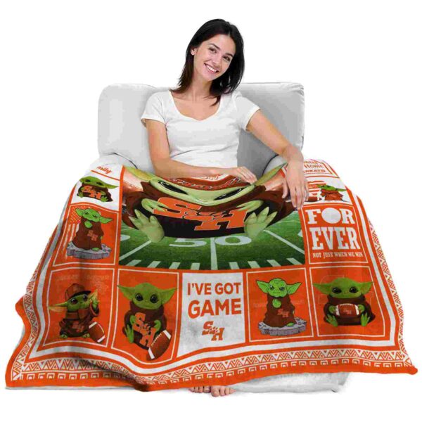 personalized sam houston bearkats baby yoda orange blanket latest model