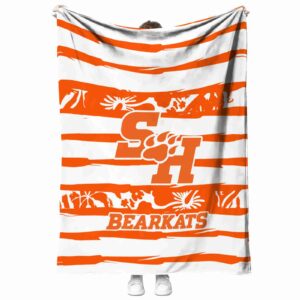 personalized sam houston bearkats floral stripes orange white blanket best selling