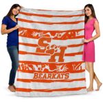 personalized sam houston bearkats floral stripes orange white blanket fashion forward