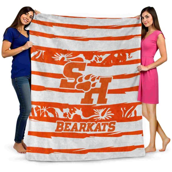 personalized sam houston bearkats floral stripes orange white blanket fashion forward