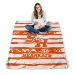 personalized sam houston bearkats floral stripes orange white blanket high quality