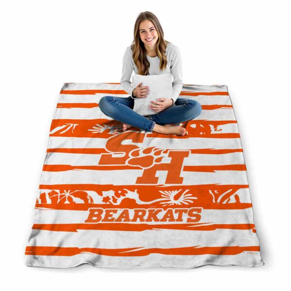 personalized sam houston bearkats floral stripes orange white blanket high quality