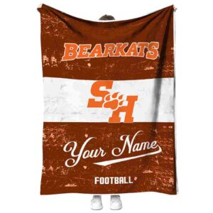 personalized sam houston bearkats grunge texture orange white blanket best selling