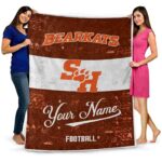 personalized sam houston bearkats grunge texture orange white blanket best selling