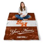 personalized sam houston bearkats grunge texture orange white blanket best selling