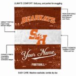 personalized sam houston bearkats grunge texture orange white blanket best selling