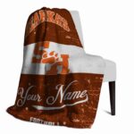 personalized sam houston bearkats grunge texture orange white blanket best selling