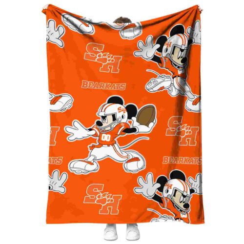 personalized sam houston bearkats mickey orange blanket best selling