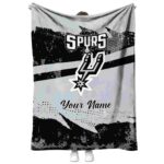 personalized san antonio spurs grunge streaks silver blanket best selling