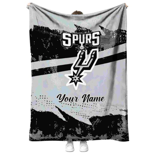 personalized san antonio spurs grunge streaks silver blanket best selling