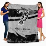 personalized san antonio spurs grunge streaks silver blanket fashion forward