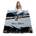 personalized san antonio spurs grunge streaks silver blanket high quality