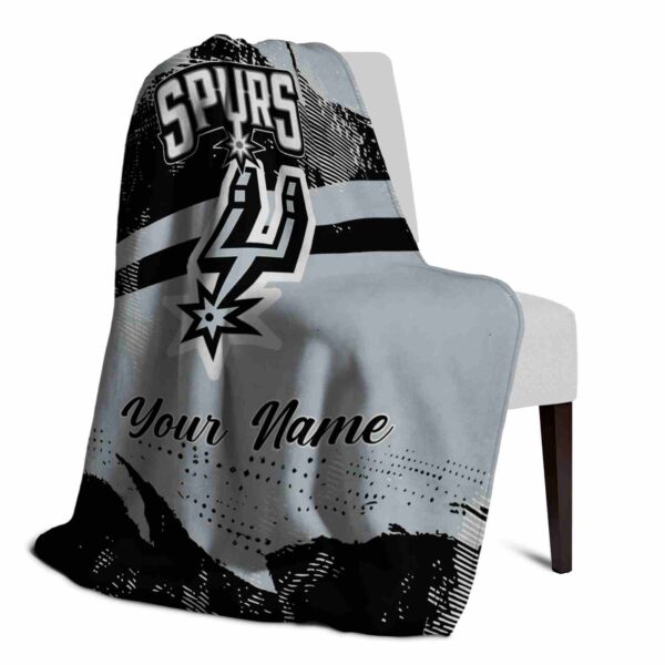 personalized san antonio spurs grunge streaks silver blanket top rated