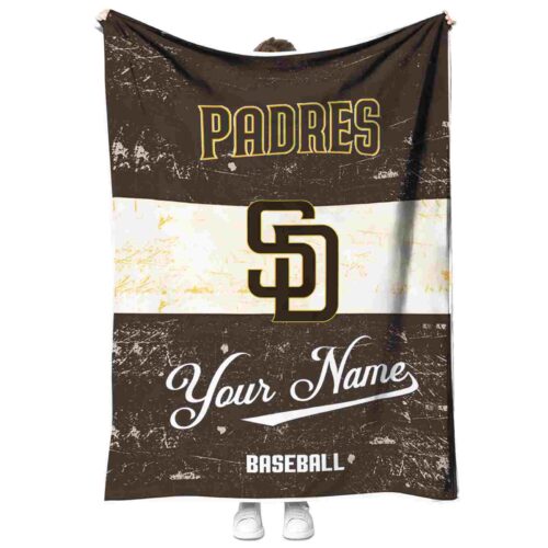personalized san diego padres grunge texture brown white blanket best selling