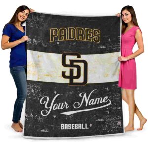 personalized san diego padres grunge texture brown white blanket fashion forward