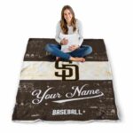 personalized san diego padres grunge texture brown white blanket high quality