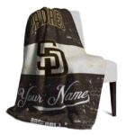 personalized san diego padres grunge texture brown white blanket top rated