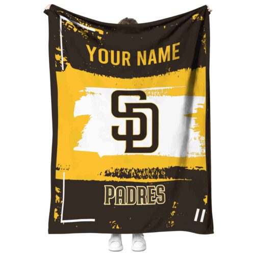 personalized san diego padres paint strokes brown white blanket best selling