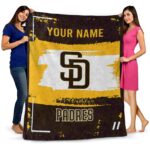 personalized san diego padres paint strokes brown white blanket fashion forward