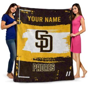 personalized san diego padres paint strokes brown white blanket fashion forward