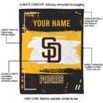 personalized san diego padres paint strokes brown white blanket new arrival
